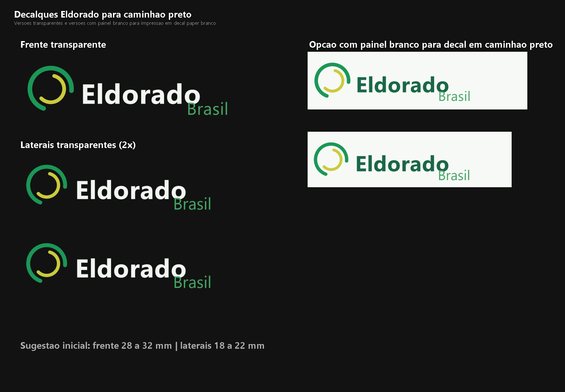 Estudo de decalques Eldorado para caminhão preto