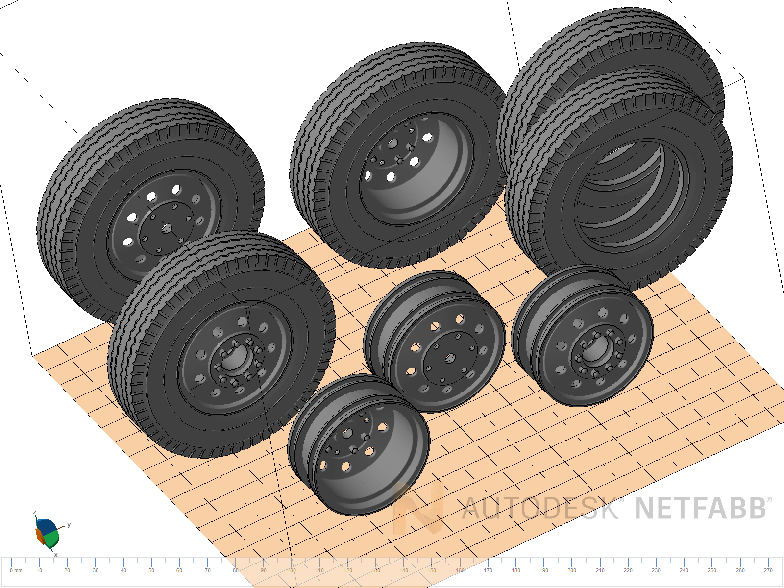 Modelagem CAD de rodas para Volvo FH em escala