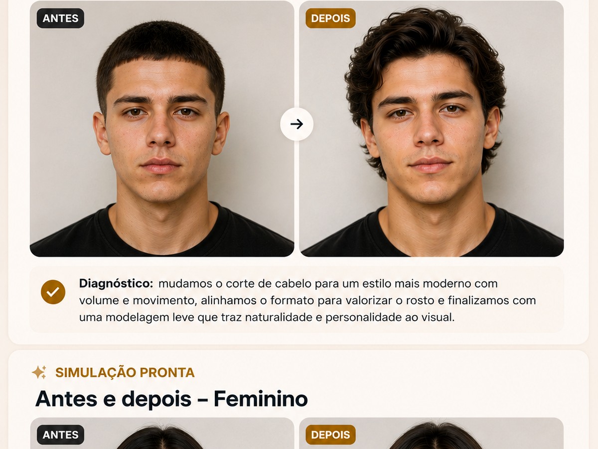 Antes e depois em simulação visual