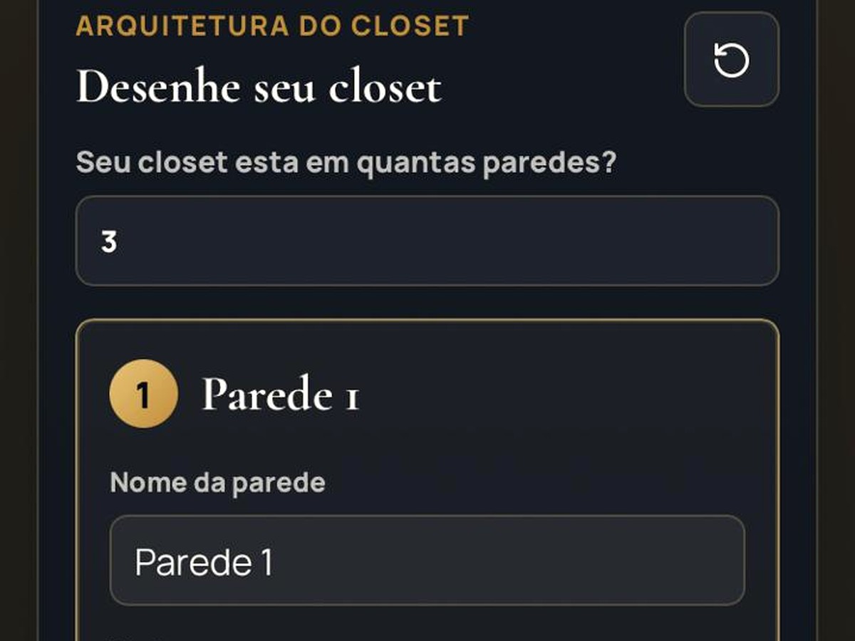 Closet virtual em interface mobile