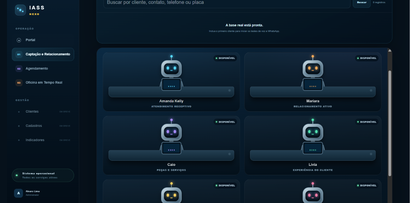 Agentes disponíveis no CRM Nexo Voice