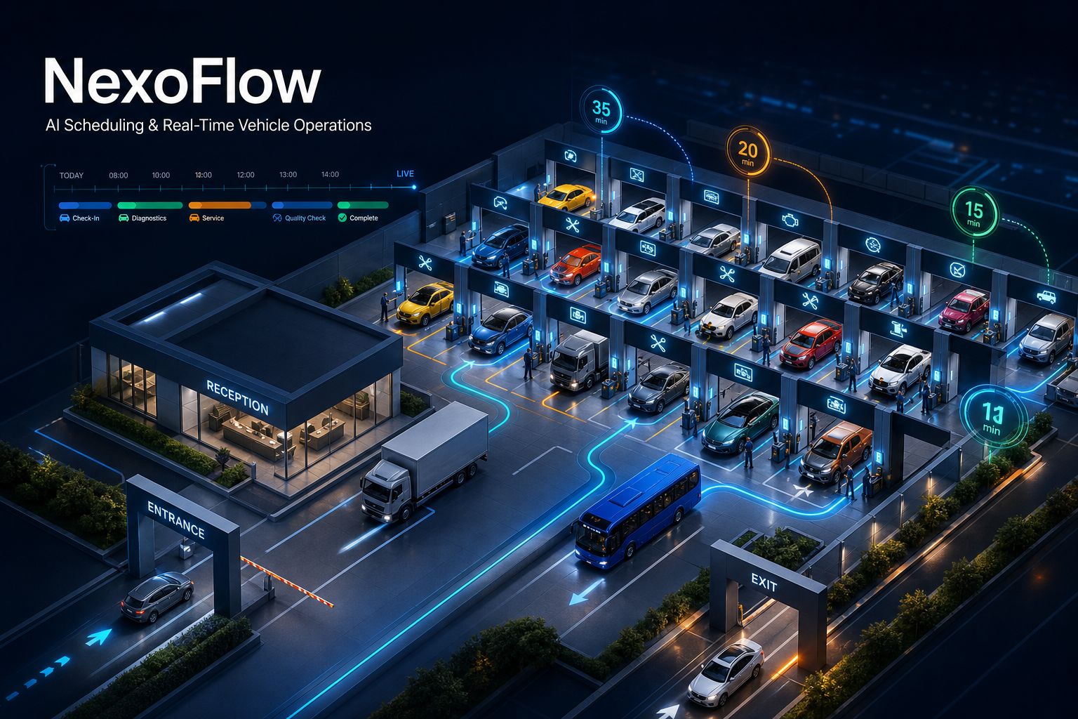 NexoFlow para agendamento e operação em tempo real